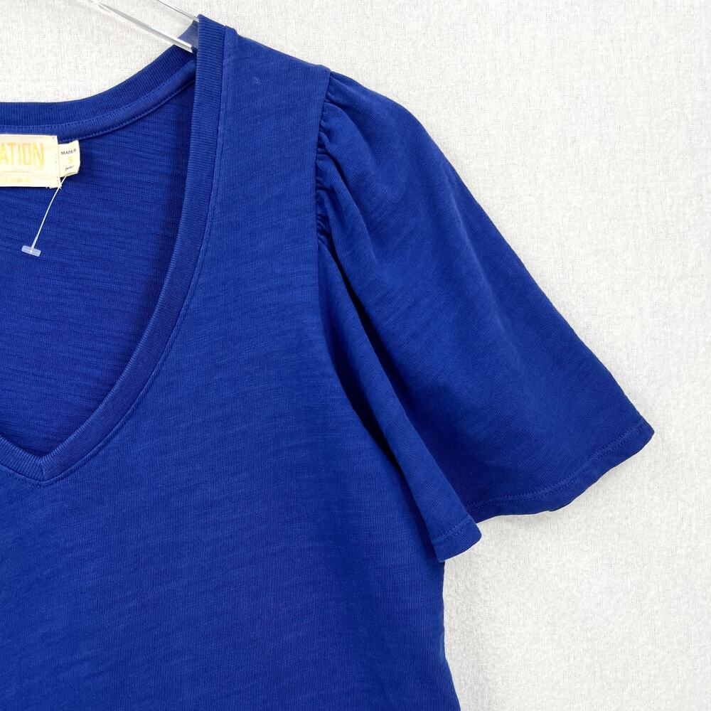 NATION LTD Mallory Dress Womens Blue Small Blue V-neck Short Sleeve T-shirt NEW - Picture 12 of 16